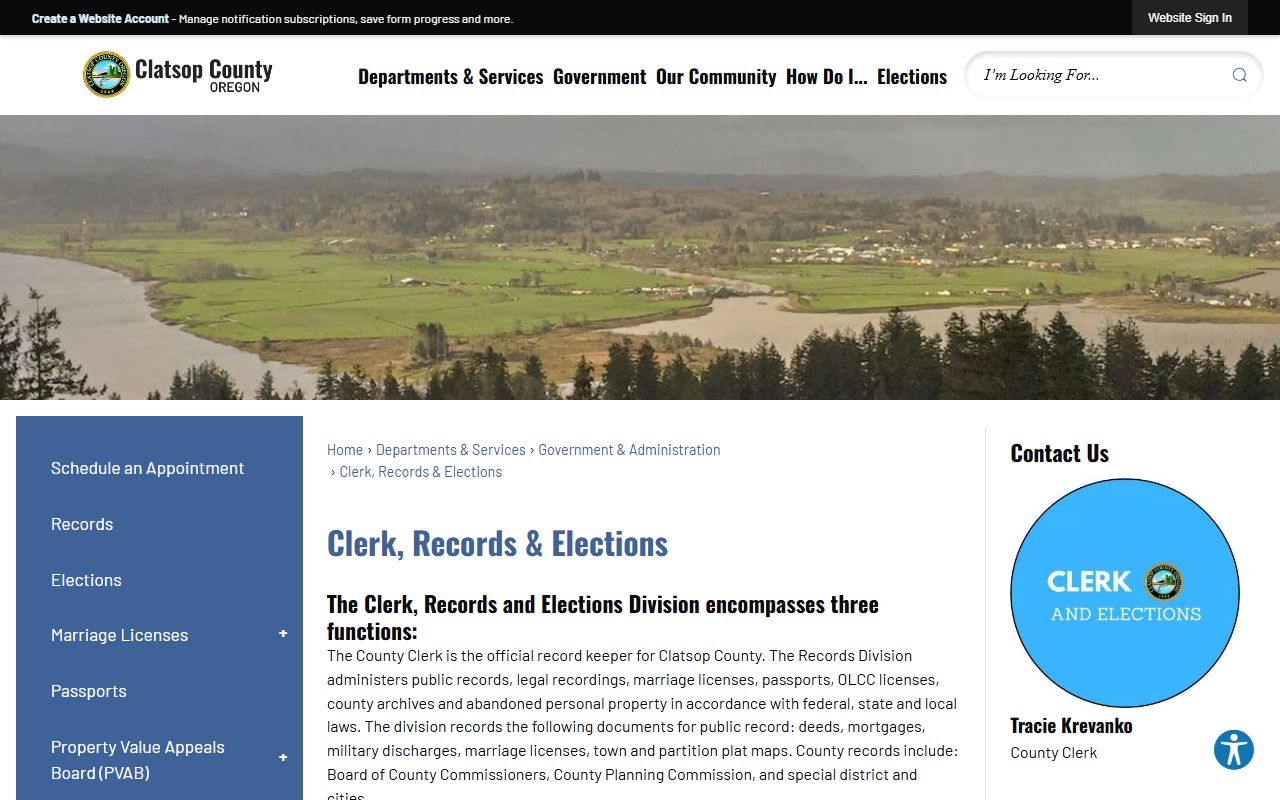 Clatsop County Clerk of Court records and county clerk distinction