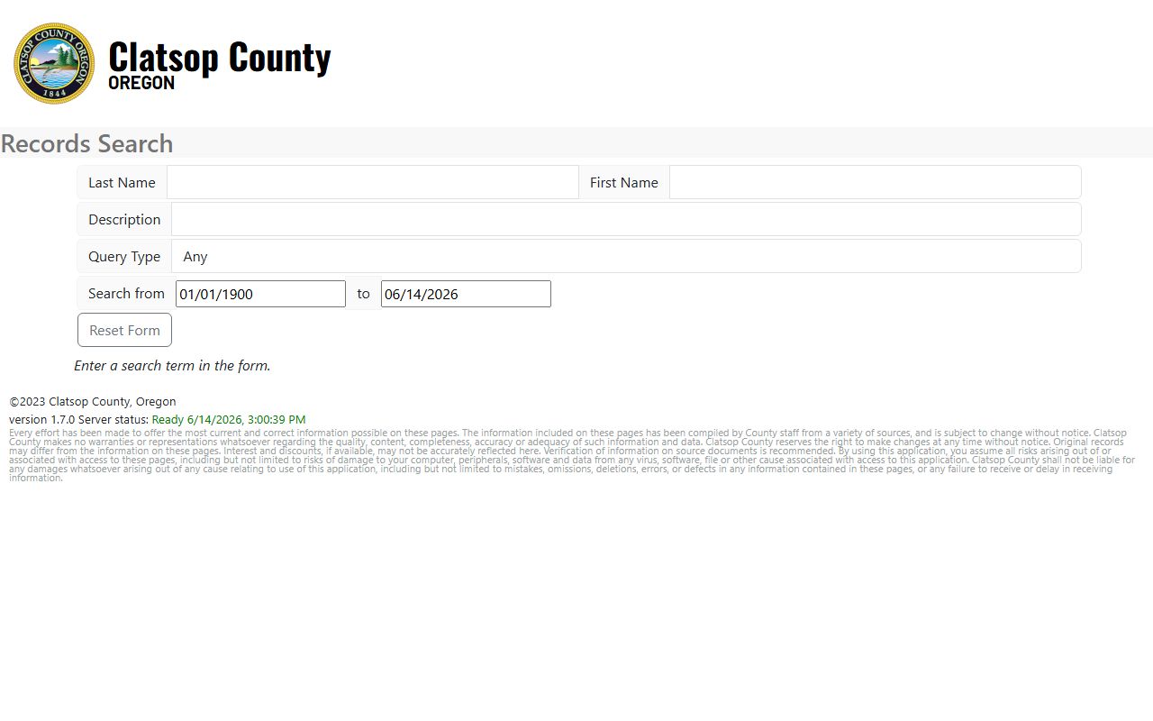 Clatsop County Clerk of Court recorded records application distinction