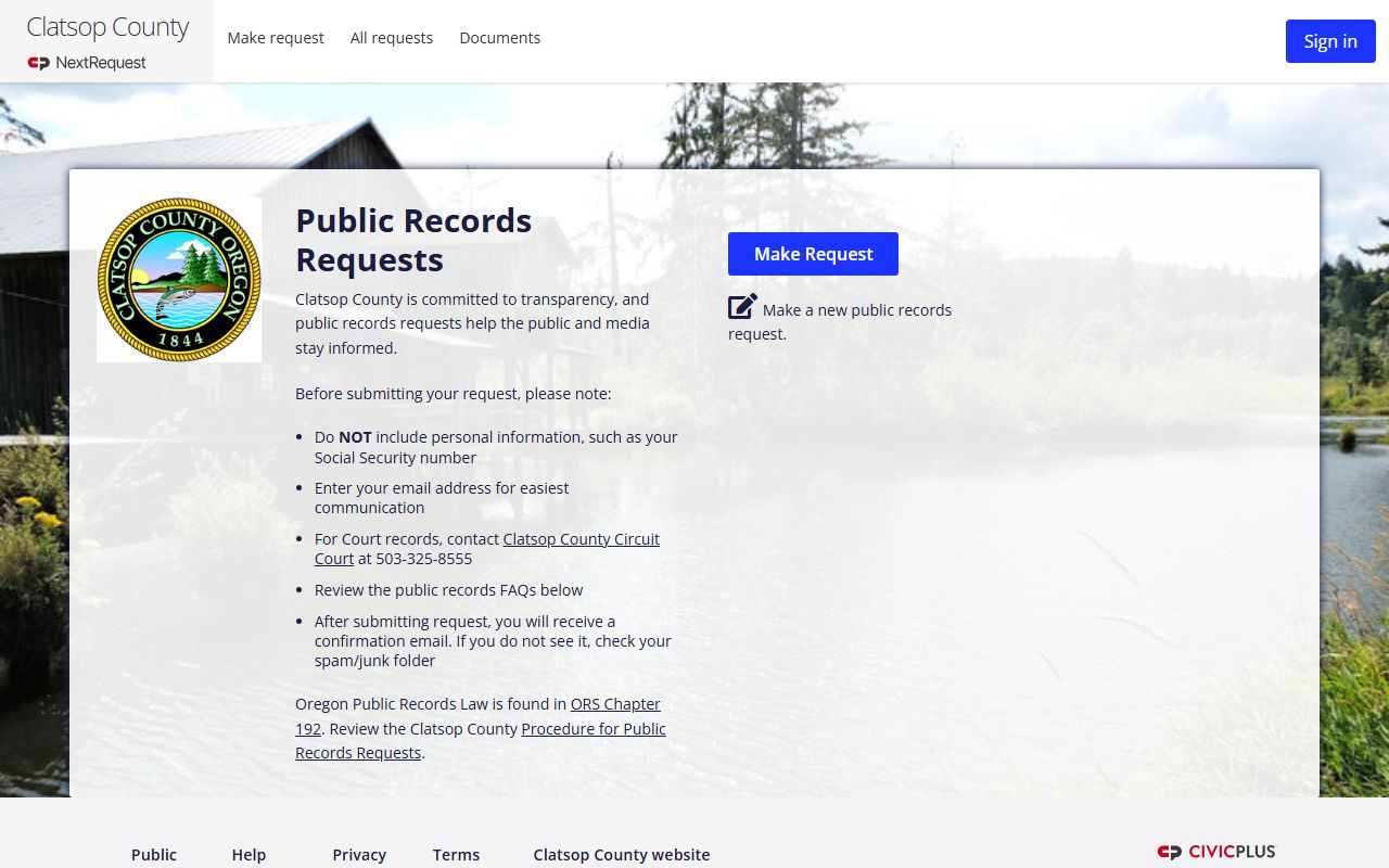 Clatsop County arrest records public records portal