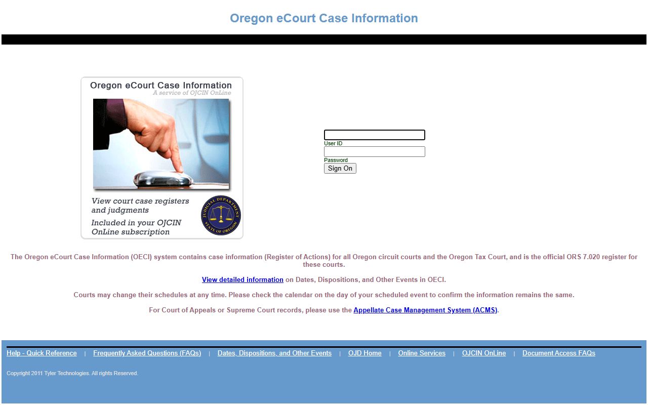 Clatsop County court dockets OJCIN OECI access login