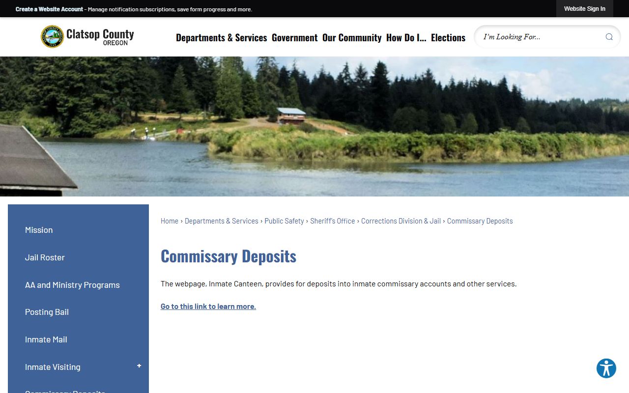 Clatsop County inmate search commissary deposits