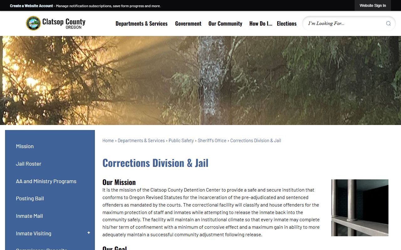Clatsop County inmate search corrections division jail
