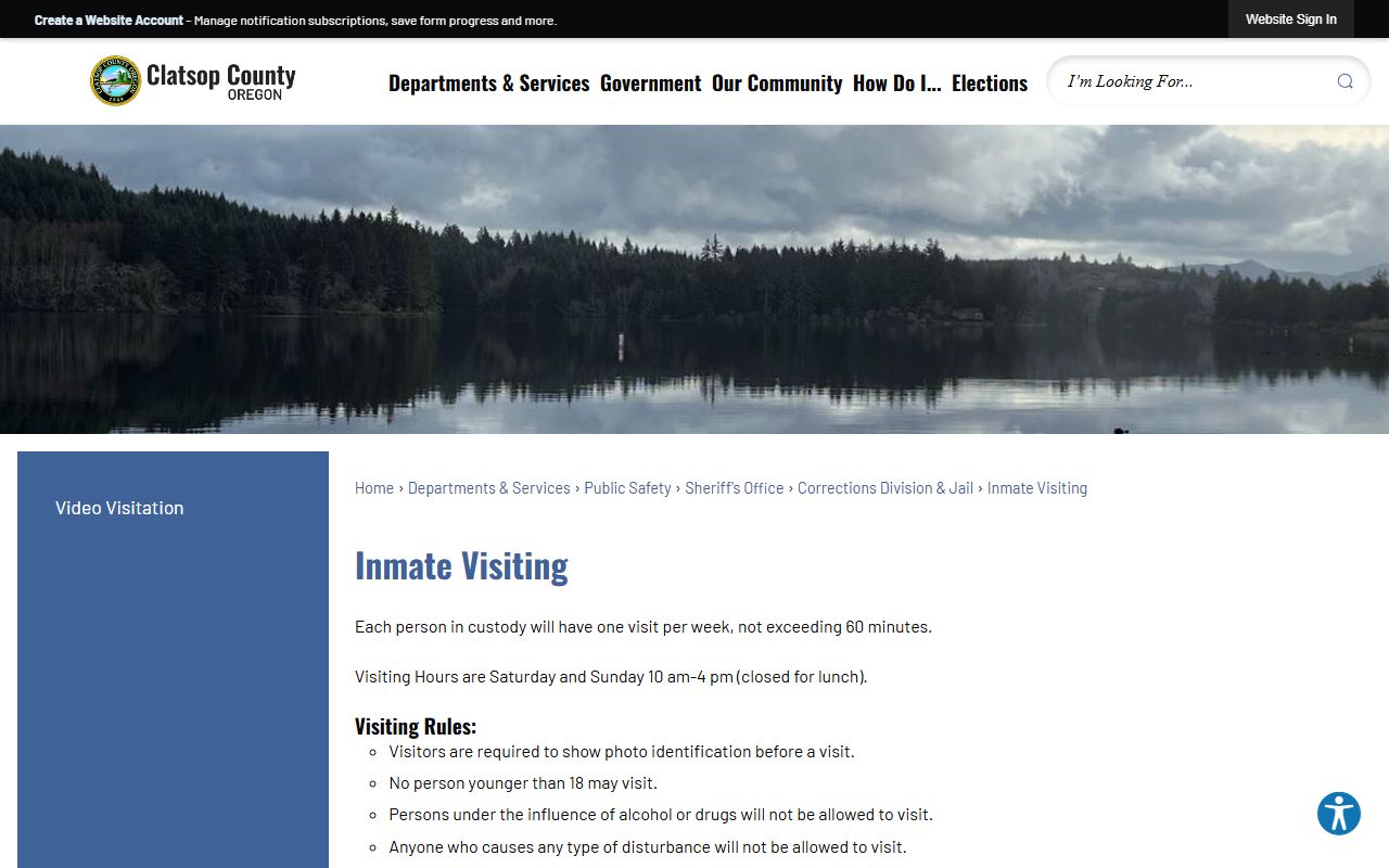 Clatsop County inmate search visiting schedule
