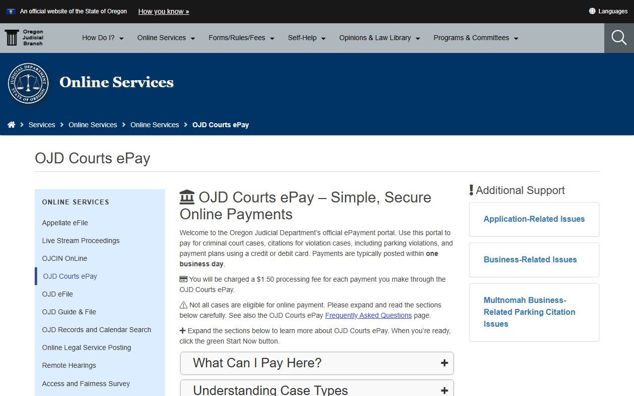 Clatsop County traffic court records OJD ePay