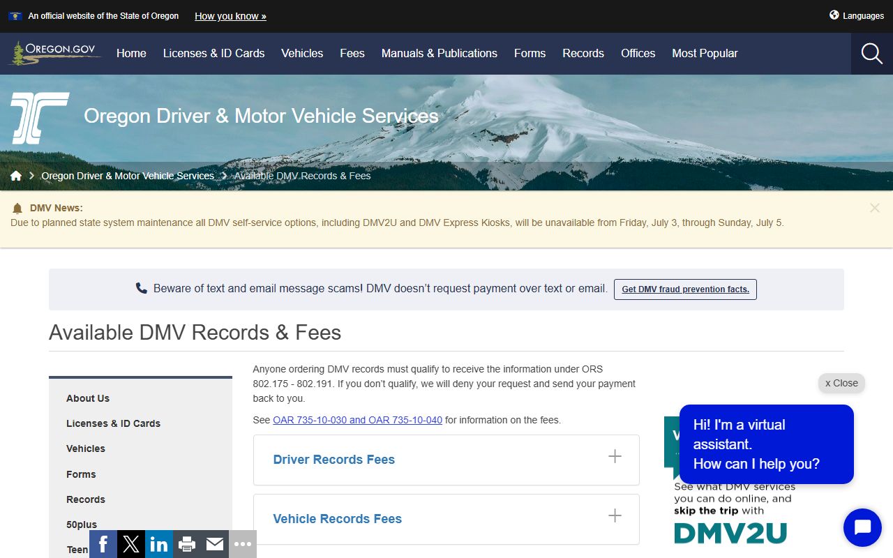 Clatsop County traffic court records Oregon DMV driver records