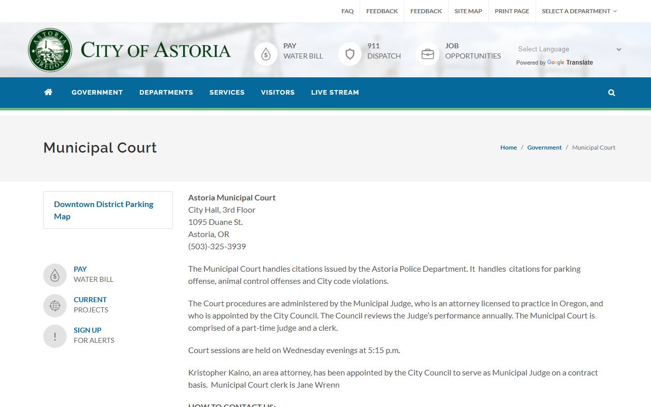 Clatsop County warrant search Astoria Municipal Court
