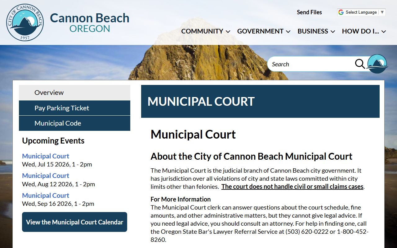 Clatsop County warrant search Cannon Beach Municipal Court