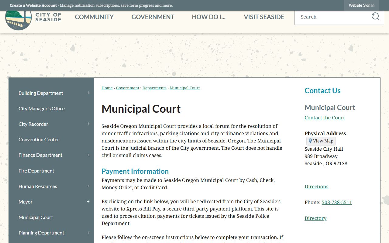 Clatsop County warrant search Seaside Municipal Court